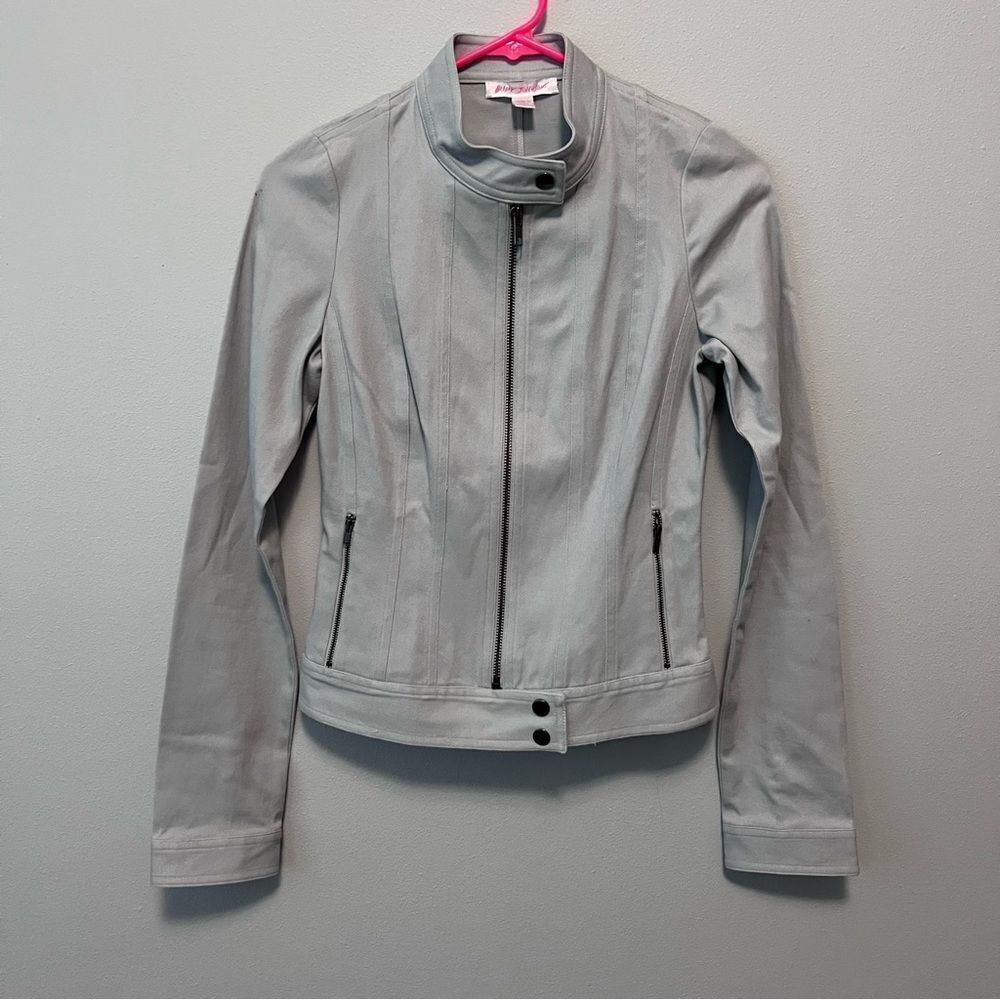Betsey Johnson Gray Cotton Moto Jacket Size 2